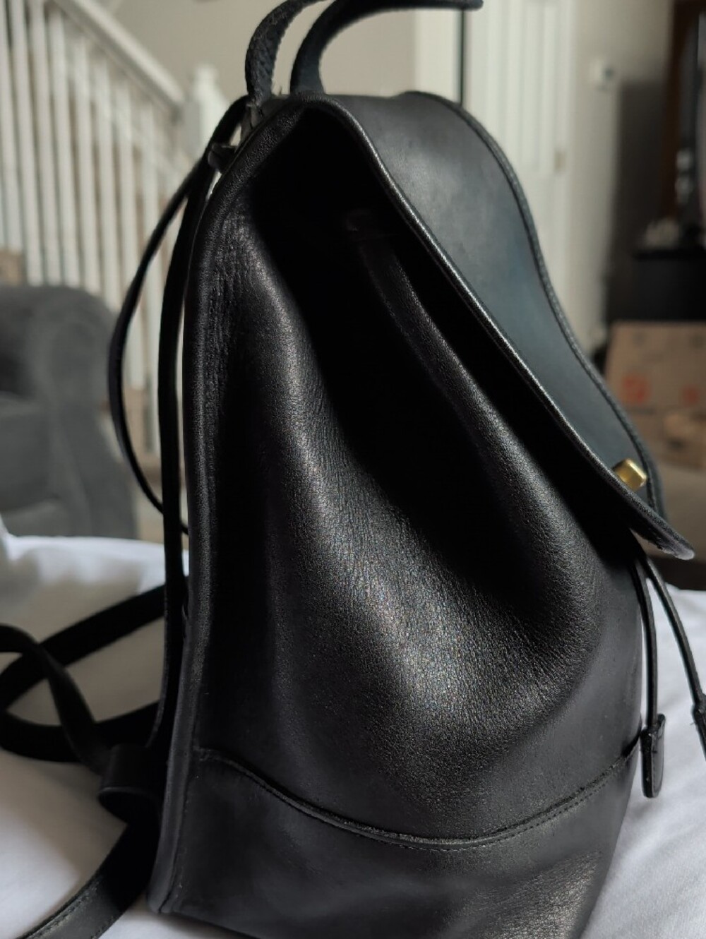 Coach Black Leather Mini Backpack with Gold Turn-Lock - Picture 3 of 6